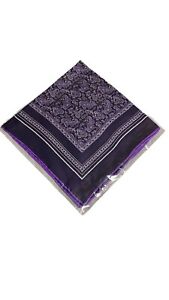 Men’s 100% Silk Hand Rolled Handkerchief Pocket Square 17” X 17” Purple Paisley
