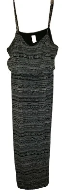 Maxi vestido negro blanco de Faded Glory XL 16-18 elástico solero para mujer Foto 1 de 4