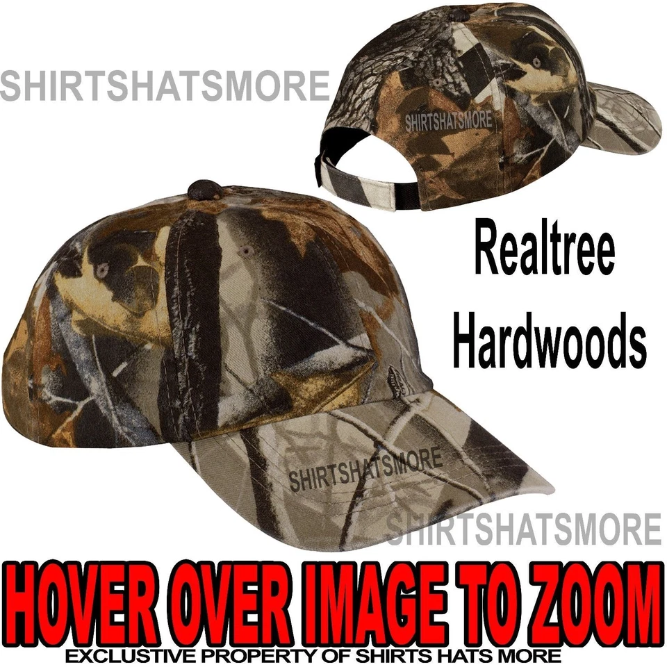 Garment Washed Camo Hat Baseball Cap Hunting Camouflage Realtree Hardwoods NEW - Image 1 of 1