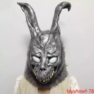 2023 Donnie Darko FRANK the Bunny MASK Latex Overhead with Fur Adult Costume - Image 1 of 4