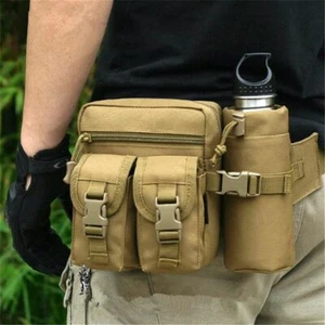 Tactical Men Waist Pack Water Bottle Phone Pouch Outdoor Sports Climbing Bag - Picture 1 of 9