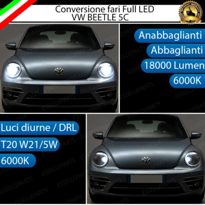 CONVERSIONE LED VW BEETLE 5C H4 ANABBAGLIANTI ABBAGLIANTI + LUCI DIURNE DRL T20 - Immagine 1 di 4