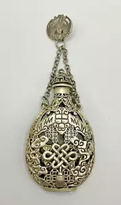 2.Chinese Handmade Carved Tibetan Silver Hollow Incense Burner Sachet - Picture 1 of 13