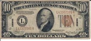 FR.2303 1934A $10 TEN DOLLARS FEDERAL RESERVE NOTE, HAWAII - Picture 1 of 2