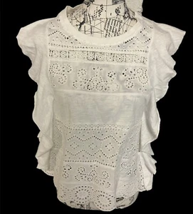 Anthropologie Pullover Blouse Scoop Neck White Color Medium - Picture 1 of 11