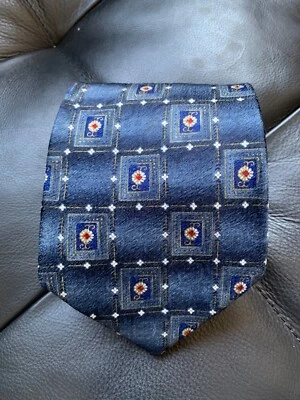 Vintage PIERRE CARDIN Blue w/gold accents&flowers Tie Mens 100% Silk 4"x58.5" - Image 1 of 4