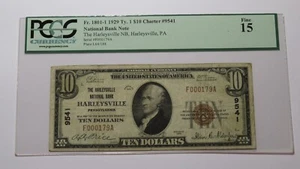 $10 1929 Harleysville Pennsylvania National Currency Bank Note Bill #9541 PCGS - Picture 1 of 4