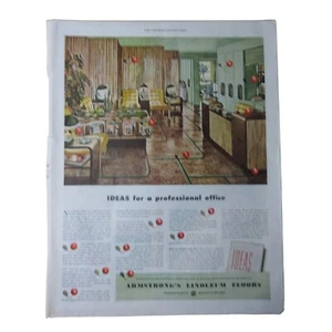 1946 Armstrong's Linoleum Floors - Ideas For A Professional Office - Print Ad - Picture 1 of 3