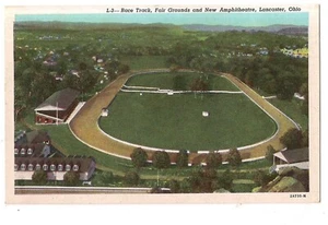 RACE TRACK FAIR GROUNDS New AMPHITHEATRE Aerial View Lancaster OH Ohio Postcard - Picture 1 of 2