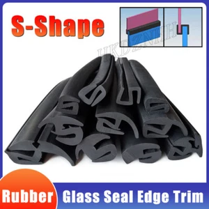 Black Rubber Grass Edging Trim S-Shape Edge Protector Strip View Window Seal - Picture 1 of 9
