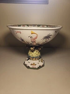 Wong Lee(1895) Bronze Crackled Glazed Porcelain Bowl On Pineapple Pedestal - Picture 1 of 12