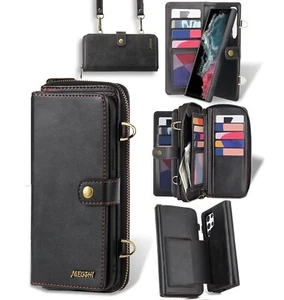 Wallet Purse Case for iPhone 15 Pro Detach 3 in 1 Magnetic w Strap PU leather - Picture 1 of 12