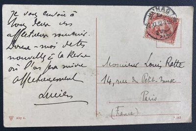 1912 Suhag Egipto Imagen Postal Cubierta A París Francia Abydos Templo Ramsés II Foto 1 de 2