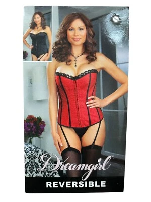Corsé Dreamgirl Talla 1X Rojo Negro Juegos con disfraces Ren Faire Bustier Cinch Cordones Fantasía Foto 1 de 4