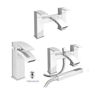 Waterfall Bathroom Taps Chrome Basin Mixer Bath Filler Shower Deck Tap Sets - Picture 1 of 16