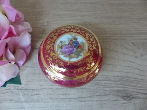 Boite à bijoux porcelaine allemande Bavaria, décor romantique galand couple - Foto 1 di 11