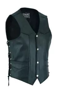 True Grit Black Armored Motorcycle Vest Men's 10 Pocket Style Front 4 Button - Picture 1 of 12