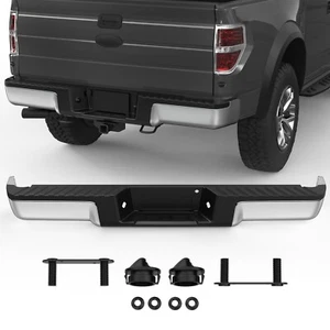 1X Chrome Rear Steel Step Bumper w/o Parking Sensor Holes For 2009-14 Ford F150 - Picture 1 of 10