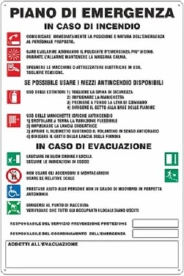 GLOBAL PUBBLITÀ CARTELLO SEGNALETICO - Piano di emergenza in caso di incendio - norme