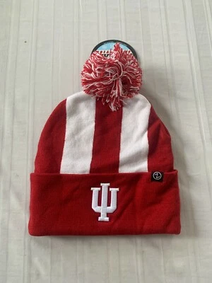 Indiana Hoosiers NCAA Zephyr Red Striped Two Tone Winter Beanie Knit Ski Cap Hat - Image 1 of 2