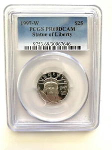 1997-W $25 STATUE OF LIBERTY AMERICAN EAGLE PROOF 1/4 OZ PLATINUM PCGS PR69DCAM - Picture 1 of 3