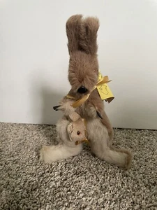 Vintage Australian Kangaroo & Joey plush w Real Kangaroo Fur - Picture 1 of 6