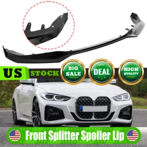 For 2020-2024 BMW 4 Series G22 G23 G26 M sport Gloss Black Front Lip Splitter US - Picture 1 of 13