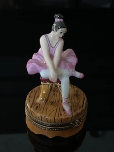 LIMOGES Porcelain Ballerina Ballet Figurine Trinket From France w/Accessories - Picture 1 of 9