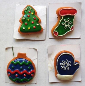 Vintage Childrens Christmas Brooch Pins Tree, Stocking, Mitten, Ornament (4) - Picture 1 of 6