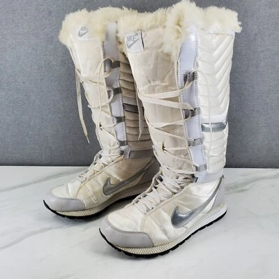 Nike Apres Ski Knee High Snow Boots White Silver 414950-100 Women's Size  8 - Image 1 of 4