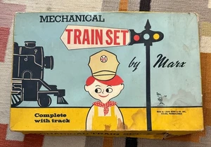 Set treno meccanico vintage Marx 526 latta litografia completo con scatola COSÌ COM'È FUNZIONANTE giocattoli - Foto 1 di 14