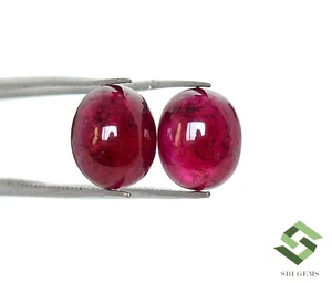 9x7 mm Natural Ruby Oval Cabochon Pair 6.43 CTS Loose Certified Gemstones - Picture 1 of 8