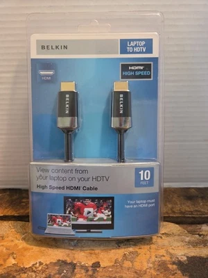 Belkin 10' Gold Plated High Speed HDMI Connector Cable Type A Genuine # AV 10065 - Image 1 of 2