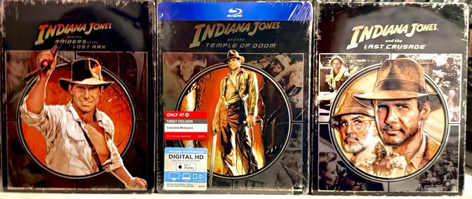 INDIANA JONES TRILOGY Limited Ed. TARGET EMBOSSED STEELBOOK OOP w/PROTECTOR READ - Image 1 of 4