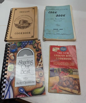 LOT OF 4 Cook Books: Shelby Cookbook Sharing Our Best  New Ground Beef Cookbook - Image 1 of 4