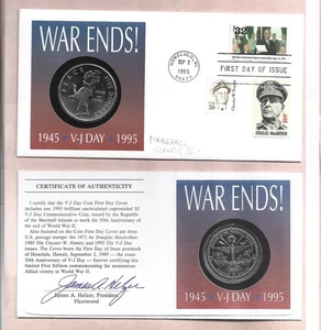 USA 1995 ILLUSTRATED FDC 50TH ANNIVERSARY VJ DAY WITH $5 PROOF COIN - Picture 1 of 1