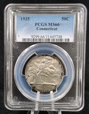 1935 50C Connecticut Silver Half Dollar PCGS MS66 #5839 - Image 1 of 2