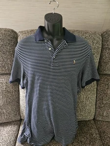 Polo Ralph Lauren Para Hombre Manga Corta Azul Marino Oscuro Con Rayas Blancas Polo L - Imagen 1 de 6