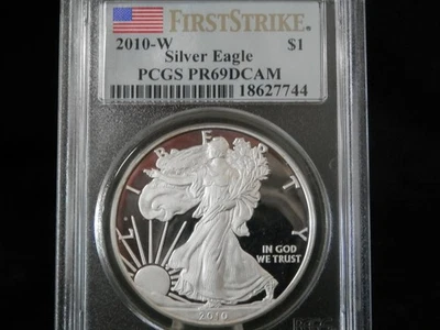 American Silver Eagle 2010-W a prueba graduación profesional PR69DCAM (179) Foto 1 de 3