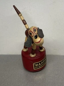 Vintage Kohner Happy the Wonder Dog Push Button Puppet Wooden Toy - Picture 1 of 10