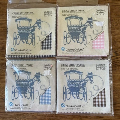 Charles Craft Aida Fabric 14 Count Gingham Cross Stitch 100% Cotton Lot of 4 - Image 1 of 4