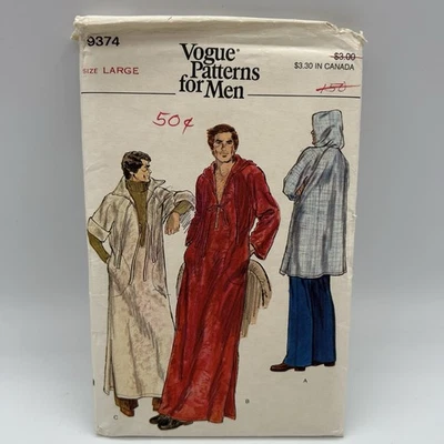Vintage 70's Vogue 9374 ORIGINAL Sewing Pattern Uncut Men's Large Caftan Tunic - Image 1 of 4