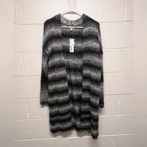 Cárdigan plumero Sonoma gris a rayas negro suéter de gran tamaño pequeño nuevo - Imagen 1 de 10