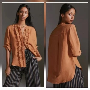 PILCRO RUFFLED PLACKET SHIRT, SIZE XL  - Picture 1 of 7