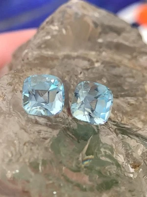 6.40 Ct Natural Beautiful Faceted Swiss Topaz Cushion Cut Loose Gemstone (Pairs) - Image 1 of 3