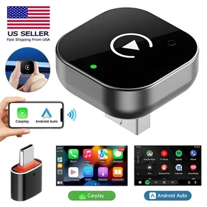 USB Auto Wireless CarPlay Adapter For Apple Android Wireless Dongle Plug ＆ Play - Picture 1 of 17