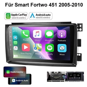 9" Für Smart Fortwo 451 2005-2010 Android 14 Autoradio Carplay GPS Navi WIFI RDS - Bild 1 von 14