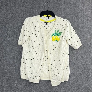 Talbot Cardigan Tank set Size Medium Polkadot Lemon Print Short Sleeves - Picture 1 of 8