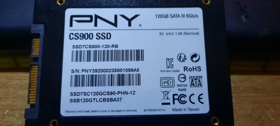 PNY CS900 120GB  2.5" SATA Internal (SSD) - Only 19 Hours Total Usage - Image 1 of 3