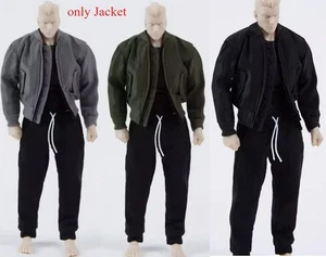 Abrigo chaqueta con cremallera ropa informal masculina escala 1:12 apto para figura de acción de 6"" juguetes - Imagen 1 de 10